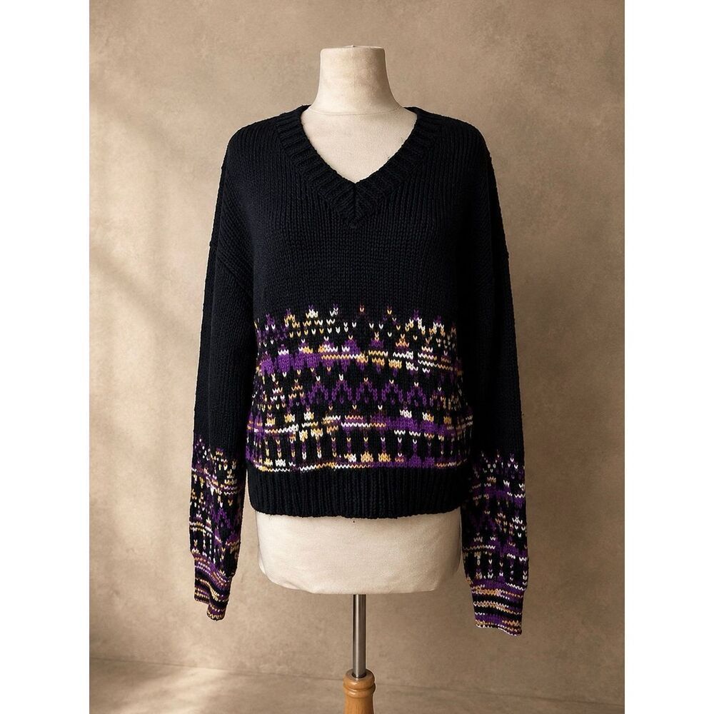Scotch & Soda Sz M Maison Scotch Metallic Fair Isle Wool-Blend Sweater
